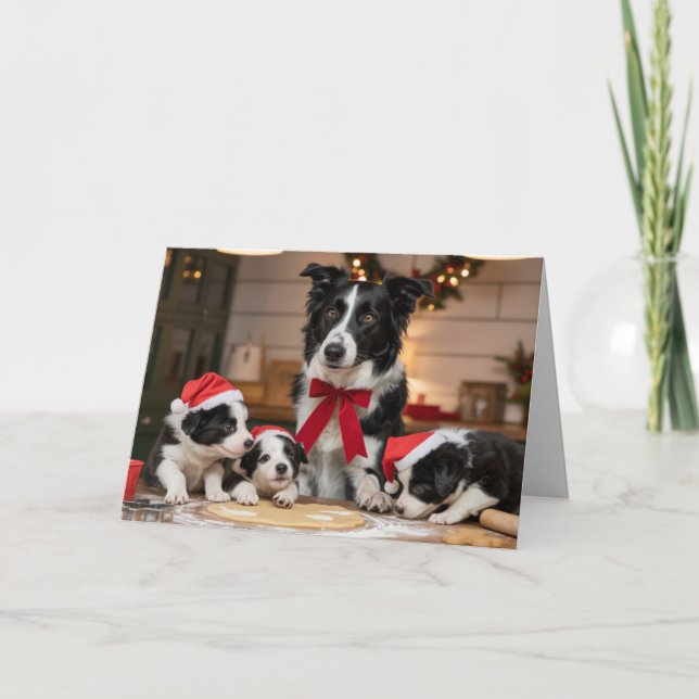 Süße Border Collie Weihnachtsplätzchen Karte (Vorderseite)