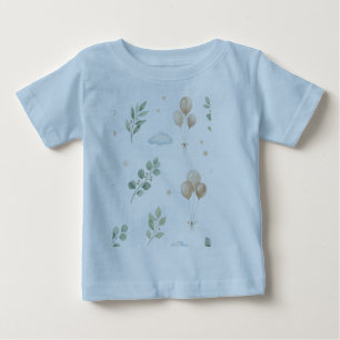 Süße botanische Eukalyptus- und Goldballons Babyla Baby T-shirt
