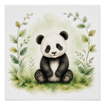 Süße botanische Panda-Wasserfarben-Wildnis