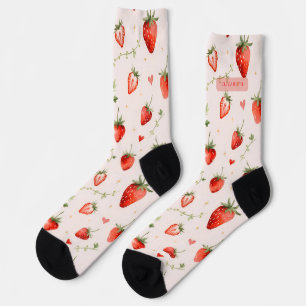 Süße botanische rosa Herzen personalisiert Socken