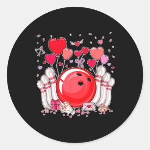 Süße Bowling Ll Valentinstag Herz Liebhaber Spiele Runder Aufkleber