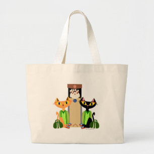Süße Bowling-Retro-Spaß-Cartoon-Alley-Cats Jumbo Stoffbeutel