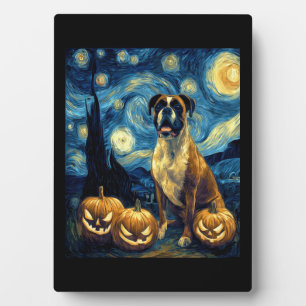 Süße Boxer Halloween Jack O Lantern Kürbis Gesicht Fotoplatte
