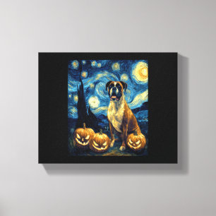 Süße Boxer Halloween Jack O Lantern Kürbis Gesicht Leinwanddruck
