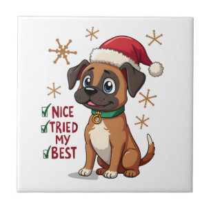Süße Boxer-Hund-Hund Weihnachten Schön Habe mein B Fliese