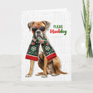 Süße Boxer-Hund lustige Flöhe Navidog Weihnachten