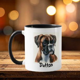Süße Boxer-Wasserfarben-Porträt-Personalisierte Ta Tasse