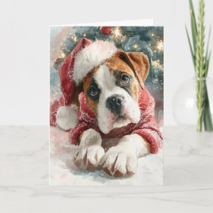 Süße Boxer-Weihnachtsgrußkarte Feiertagskarte