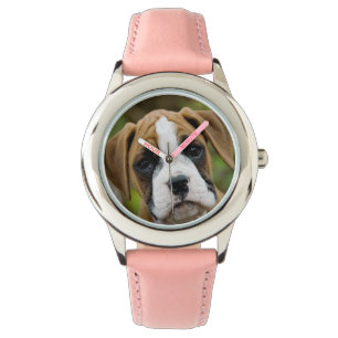 Süße Boxer-Welpen-HundeFoto-Mädchen-Armbanduhr Armbanduhr