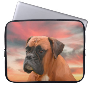 Süße Boxerhund-Wasserfarbe-Ölgemälde-Kunst Laptopschutzhülle
