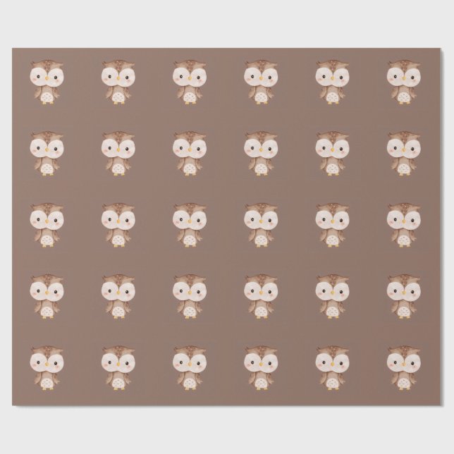 Süße braune Eule Geschenkpapier (Flach)