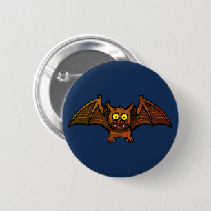 Süße Braune Fledermaus mit Gelben Augen & Fangzähn Button