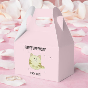 Süße braune Katze rosa Muster Alles Gute zum Gebur Geschenkschachtel