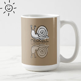 Süße braune Schnecke Reflexions-Gekritzel Benutzer Kaffeetasse