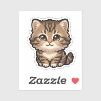 Süße braune Tabby-Kätzchen-Vinyl-Aufkleber Aufkleber