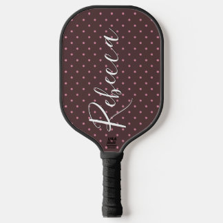 Süße braune und rosa Tupfenmuster Boho Polka Pickleball Schläger
