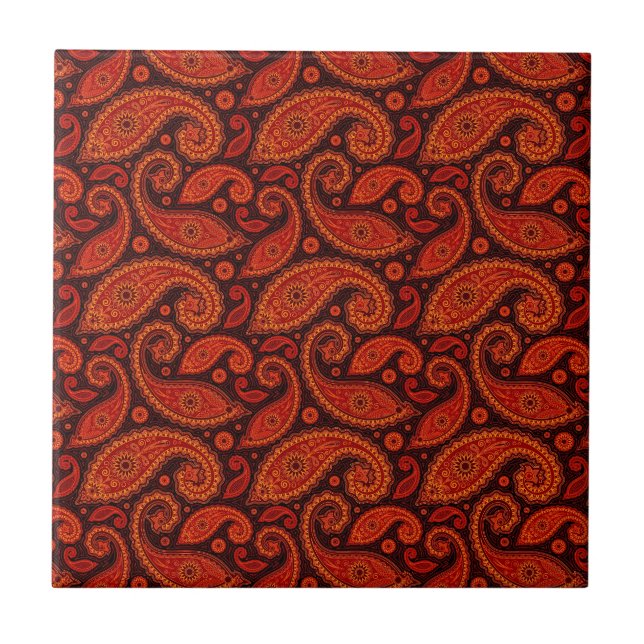 Süße braune Wirbel-Paisley-Muster Fliese (Vorderseite)