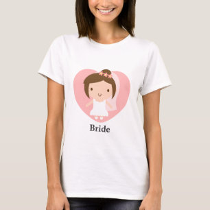 Süße Braut im weißen Brautkleid T-Shirt