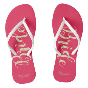 Süße Braut mit goldenem Glitter - Personalisiert Flip Flops
