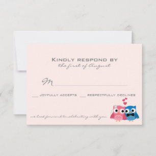 Süße Bräutigam-Eule und Braut-Eule Hochzeit-RSVP-K RSVP Karte