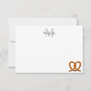 Süße Brezel-Zeichnung  Personalisiertes Monogramm Mitteilungskarte