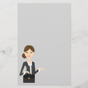 Süße Brünette Geschäftsfrau Illustration Briefpapier