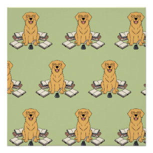Süße Bücher Schreibliebhaber Retriever Muster Kuns Poster