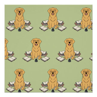 Süße Bücher Schreibliebhaber Retriever Muster Kuns Poster