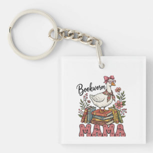 Süße Bücherwurm-Mama-Wortkunst Schlüsselanhänger