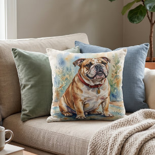Süße Bulldogge Wasserfarbe Kissen