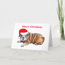 Süße Bulldogge Weihnachtsmannmütze Weihnachten