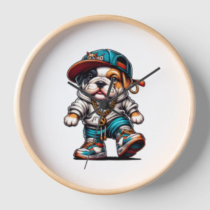 Süße Bulldoggen-Welpen Streetwear-Hundefashion Uhr