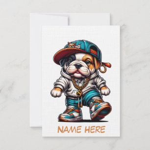 Süße Bulldoggen-Welpen Streetwear Karte