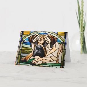 Süße Bullmastiff-Buntglas-Karte Karte
