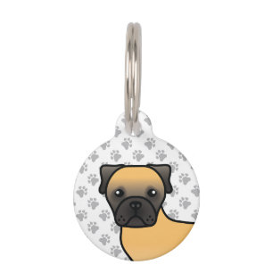 Süße Bullmastiff-Cartoon-Hund & Haustier-Info Haustiermarke