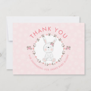 Süße Bunny-Blumen-Baby-Party-Dankeschön-Foto Mitteilungskarte