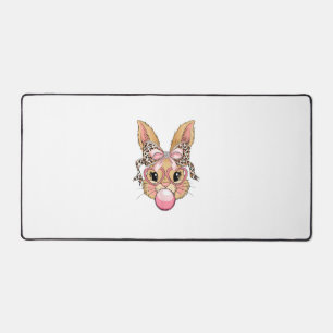 Süße Bunny-Kaninchen-Gesicht-Leopard-Brille-Mädche Schreibtischunterlage