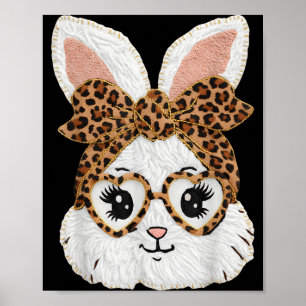 Süße Bunny Kaninchen Gesicht Leopard Gles Mädchen  Poster