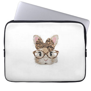 Süße Bunny Kaninchen Gesicht Leopard Kokette Brill Laptopschutzhülle