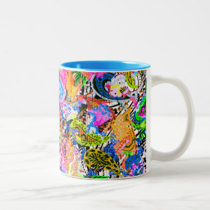 Süße bunte abstrakte gemischte Paisley-Blumen Zweifarbige Tasse