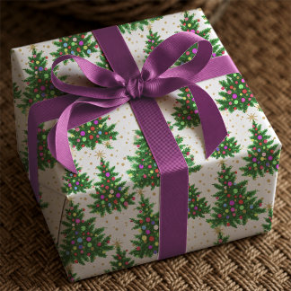 Süße bunte beige moderne Weihnachtsbäume Geschenkpapier