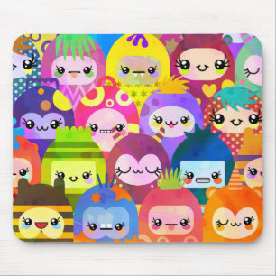 Süße bunte Cartoon-Charaktere Mousepad