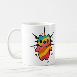 Süße bunte Cartoon-Katze Cosmic Pop Art Tasse