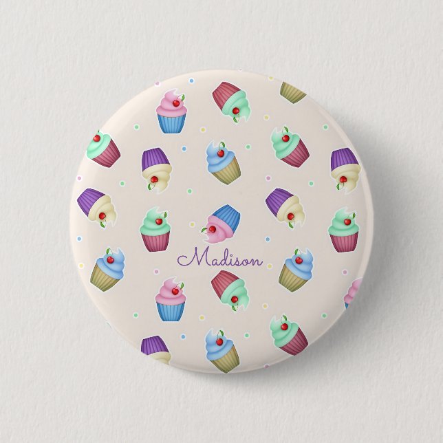 Süße bunte Cupcakes Button (Vorderseite)