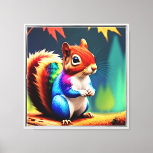  Süße bunte Eichhörnchen-Digitalkunst  Leinwanddruck