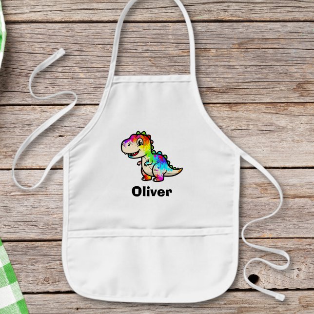 Süße bunte Farbspritzer-Dinosaurier Kinderschürze (Von Creator hochgeladen)