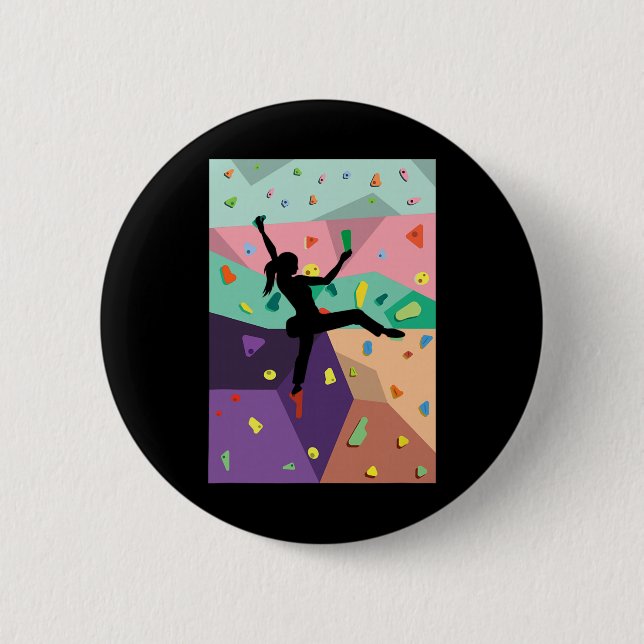 Süße Bunte Felsenkletterwand Boulderwand Kletterer Button (Vorderseite)