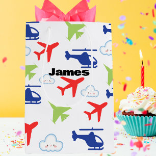 Süße bunte Flugzeug- und Wolken-Aviator-Individual Mittlere Geschenktüte