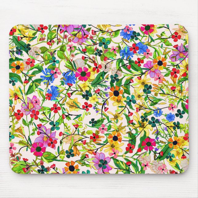 Süße bunte Frühlingsblumen Blumen Mousepad (Vorne)
