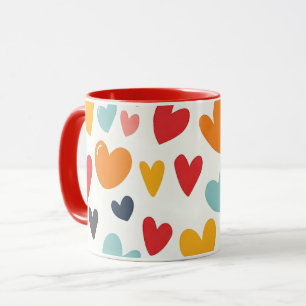 Süße bunte Herzen Doodle Romantik Tasse